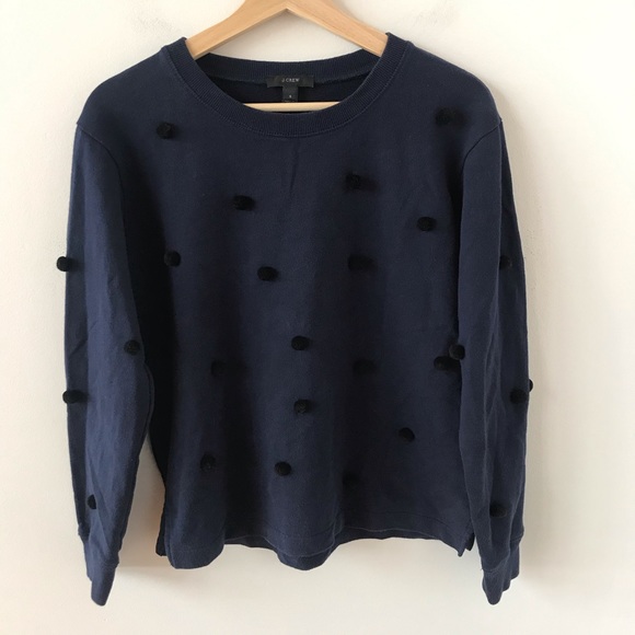J Crew navy blue Pom Pom sweatshirt - Picture 1 of 7